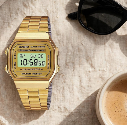 Casio Unisex Digital Watch – Gold | Alarm Chrono | Water Resistant